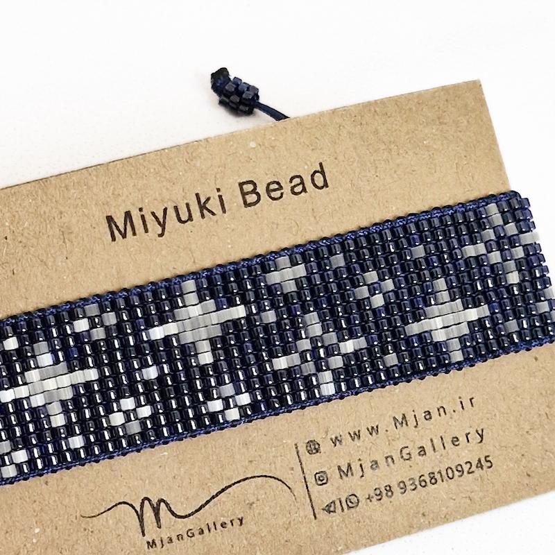 M0742 _ دستبند شب و ستاره، 12 رج ( منجوق میوکی و ابریشمی )