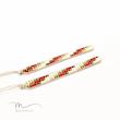 M0216 _ دستبند نیمه آماده باریک، طوسی قرمز، 3 رج ( منجوق میوکی )