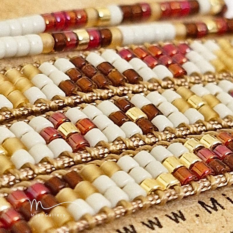 M0579 _ دستبند های باریک بژ، زرشکی، قهوه ای ( منجوق میوکی ) 1 رج 1رج تک رج یک رج 3 رج سه رج