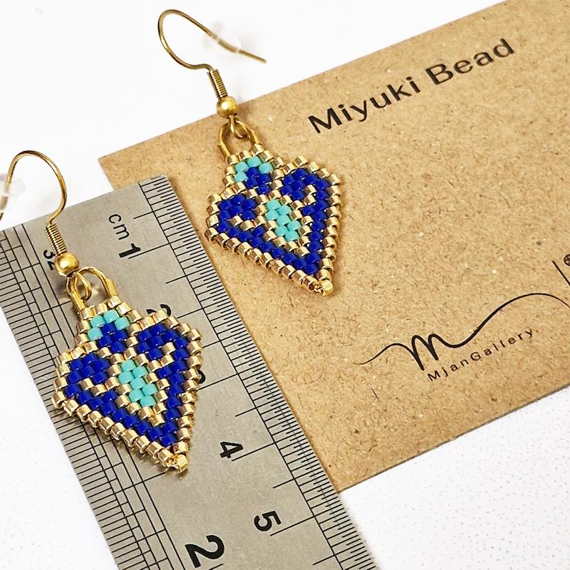 M0165 _ گوشواره فیروزه ای و آبی ( منجوق میوکی )