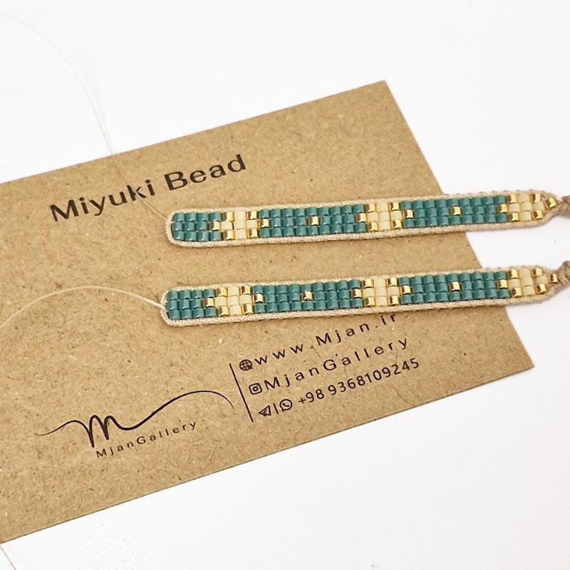 M0149 _ دستبندهای باریک نیمه آماده، آبی سبز مشکی سرمه ای طوسی ( منجوق میوکی ) 3رج 3 رج سه