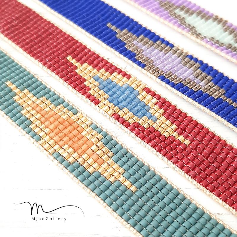 M0047 _ دستبند با طرح مینیمال 9 رج ( منجوق میوکی و ابریشمی )