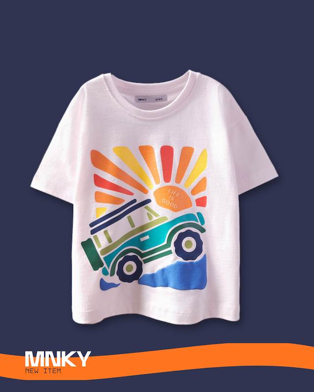 پک 4 عددی تیشرت سفید 3 تا 6 سال طرح جیپ کد 1582