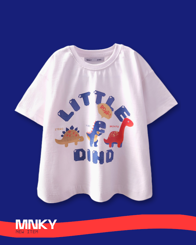 پک 4 عددی تیشرت سفید 3 تا 6 سال طرح 3دایناسور  کد 1587