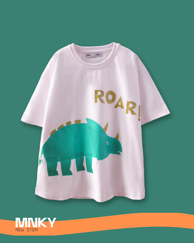 پک 4 عددی تیشرت سفید 7 تا 10 سال طرح دایناسور سبز کد 1609