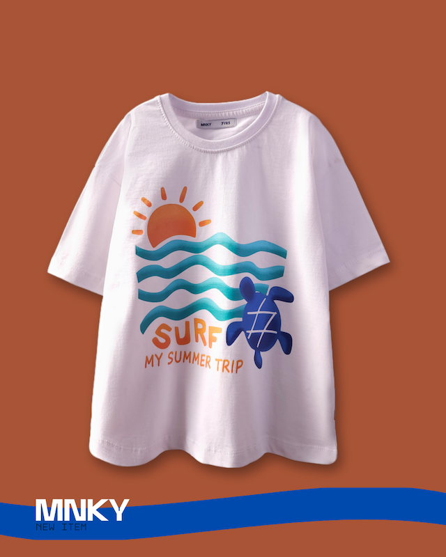 پک 4 عددی تیشرت سفید 7 تا 10 سال طرح لاکپشت کد 1614