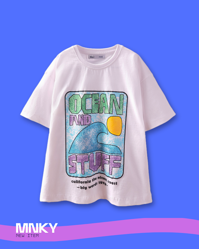 پک 4 عددی تیشرت سفید 7 تا 10 سال طرح OCEAN  کد 1615