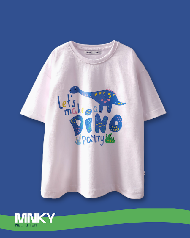 پک 4 عددی تیشرت سفید 7 تا 10 سال طرح dino party کد 1617