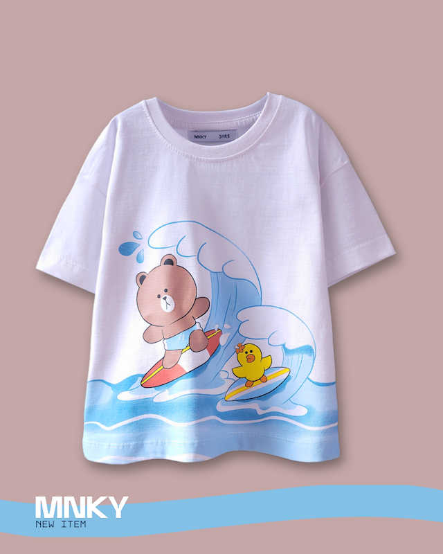 پک 4 عددی تیشرت سفید 3 تا 6 سال طرح خرس لاین کد 1589