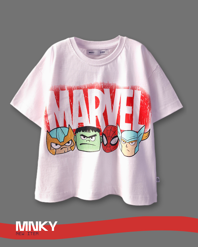 پک 4 عددی تیشرت سفید 3 تا 6 سال طرح Marvel کد 1600