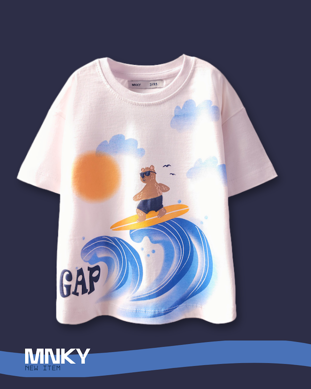 پک 4 عددی تیشرت سفید 3 تا 6 سال طرح خرس GAP کد 1602