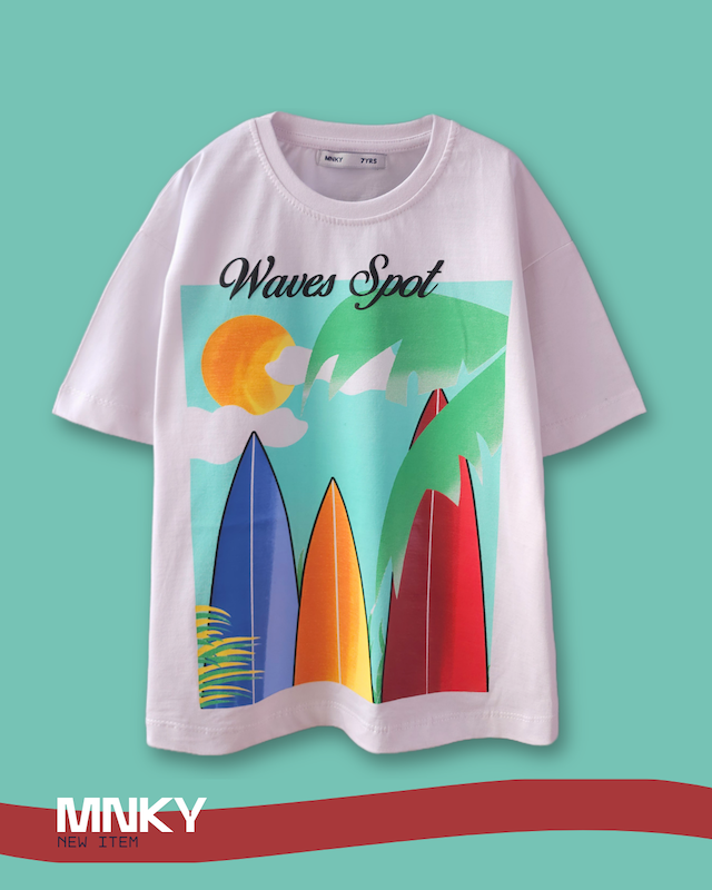 پک 4 عددی تیشرت سفید 7 تا 10 سال طرح 3تخته شنا کد 1634