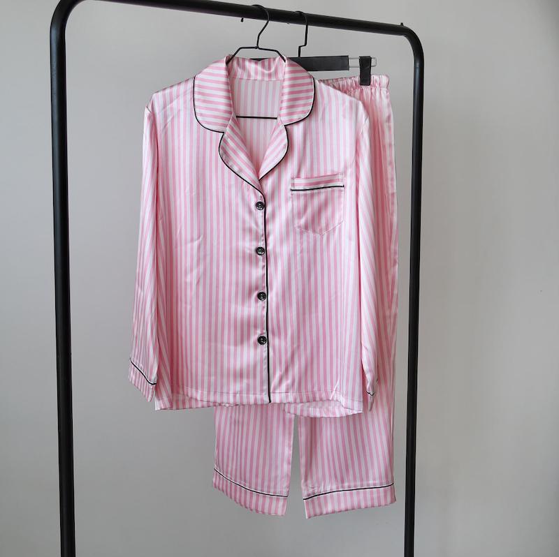 لباس خواب شومیز شلوار ساتن ابریشمی کد 075