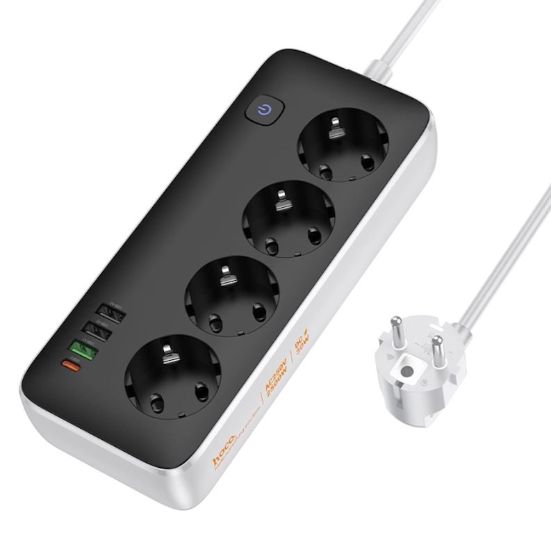 شارژر و چند راهی برق مدل AC22 برند هوکو hoco