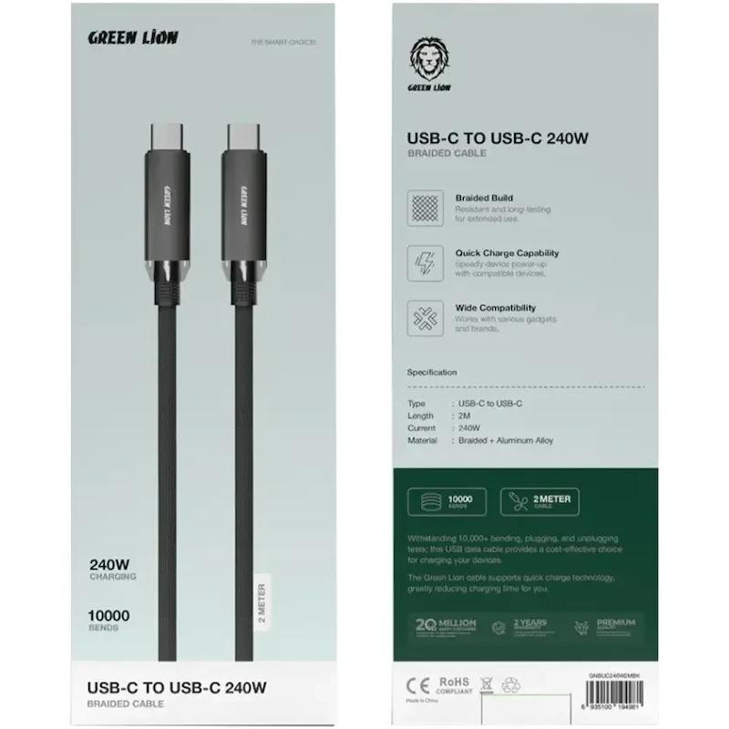 کابل گرین لاین USB‑C به USB‑C – ۲۴۰ وات