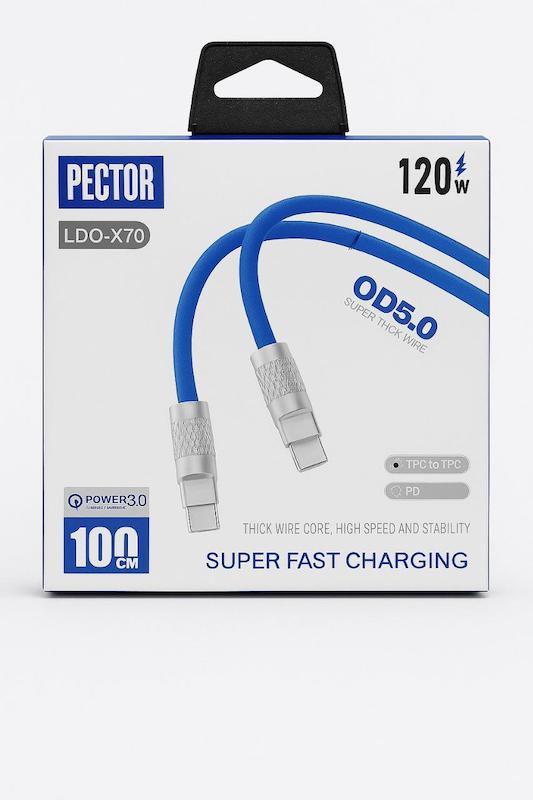 کابل دو سر تایپ سی برند پکتور سوپر فست شارژ ، انتقال دیتا