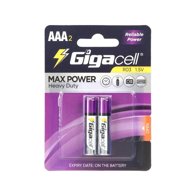 باتری نیم قلمی GigaCell-AAA مدل MAX POWER Heavy Duty R03 - بسته 2 عددی