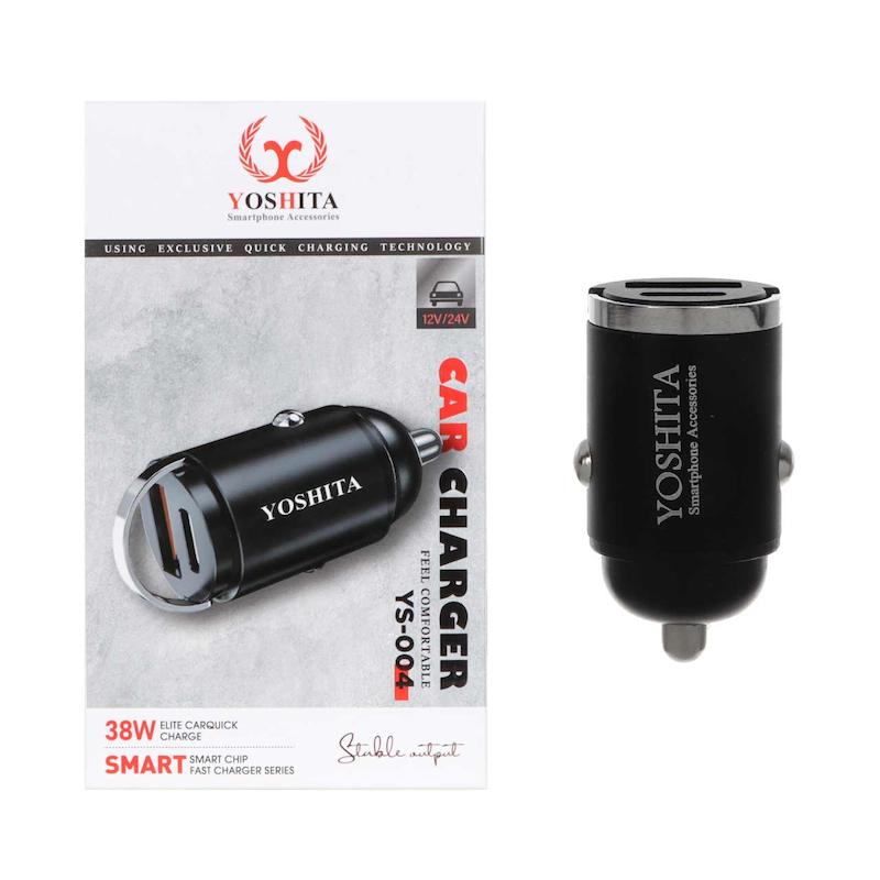 شارژر فندکی دو پورت Yoshita مدل YS-004 38W - مشکی - MMS