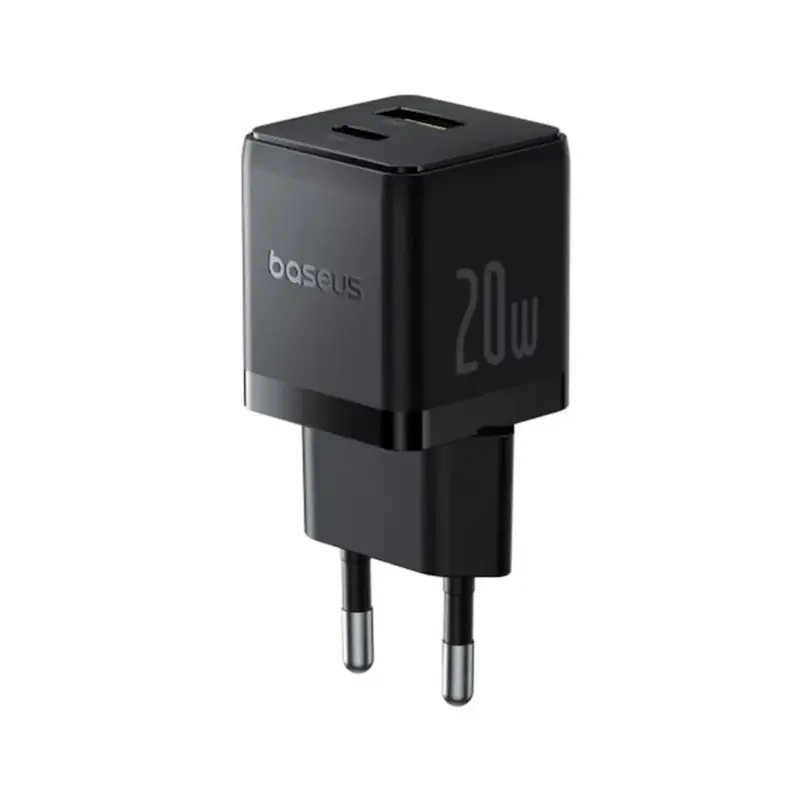 شارژر دیواری 20 وات باسئوس مدل Baseus Palm Fast Charger C+U 20W EU با گارانتی 24 ماهه شرکتی