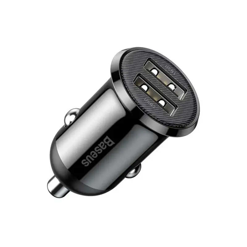 شارژر فندکی 24 وات باسئوس مدل  Baseus Grain Pro Car Charger Dual USB 4.8A با گارانتی 24 ماهه شرکتی
