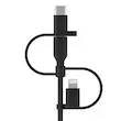 کابل شارژ سریع بلکین 1 به 3 USB-A به لایتنینگ - USB-C و Micro-USB مدل CAC001bt1MBK با گارانتی 18 ماهه شرکتی