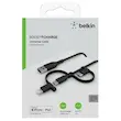 کابل شارژ سریع بلکین 1 به 3 USB-A به لایتنینگ - USB-C و Micro-USB مدل CAC001bt1MBK با گارانتی 18 ماهه شرکتی