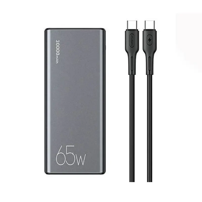 پاوربانک 30000 میلی آمپر یوسمز 65 وات مدل Usams CD165 CMXLOGTC01 دارای کابل USB-C به USB-C با گارانتی 12 ماهه شرکتی