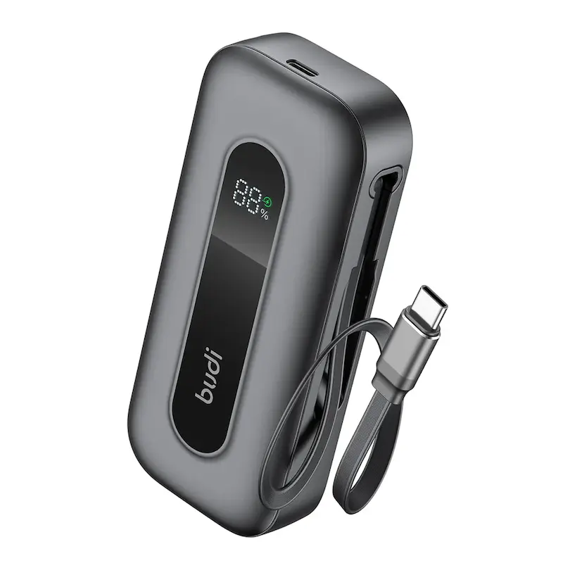پاوربانک بودی 10000 میلی آمپر 20 وات مدل Budi PB808B به همراه کابل USB-C با گارانتی ۱۸ ماهه شرکتی (۶ ماه تعویض)