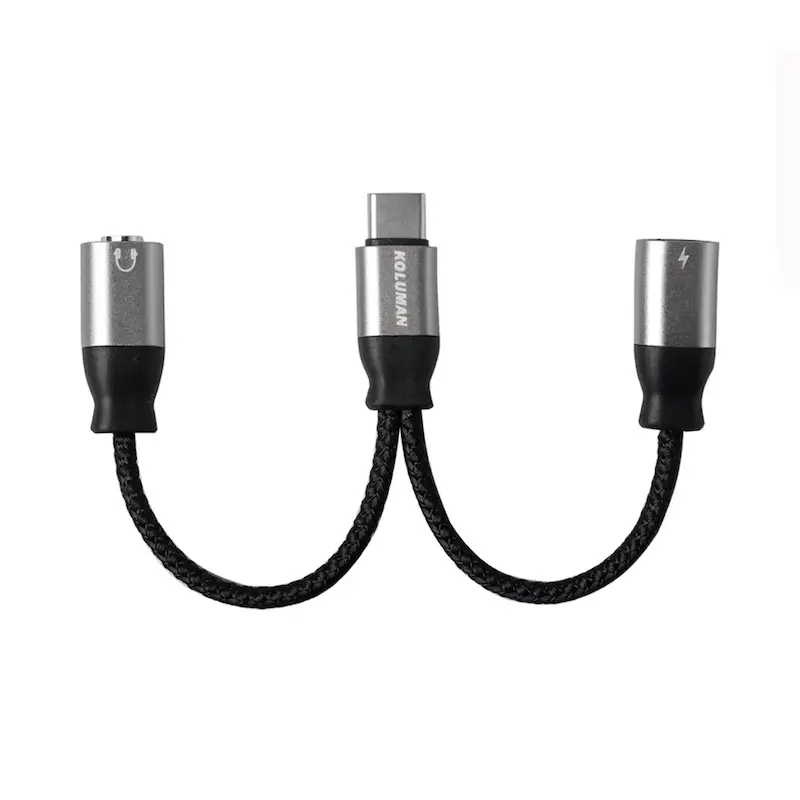 کابل تبدیل USB-C به AUX و USB-C مادگی کلومن مدل Koluman K-CA3 با گارانتی 12 ماهه شرکتی