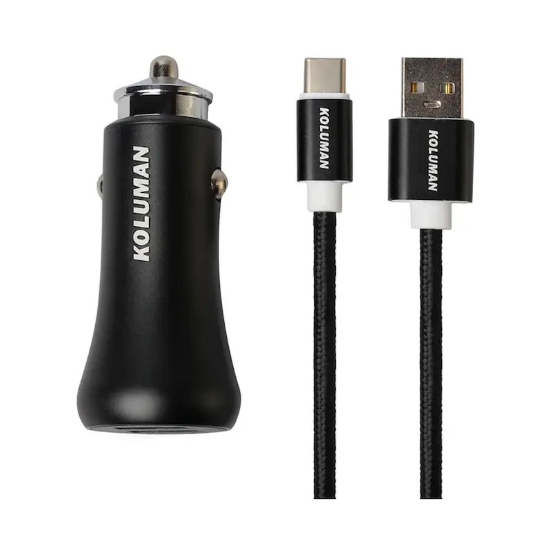 شارژر فندکی 20 وات کلومن مدل Koluman KC-C02 با دو خروجی USB به همراه کابل USB-C با گارانتی 12 ماهه شرکتی