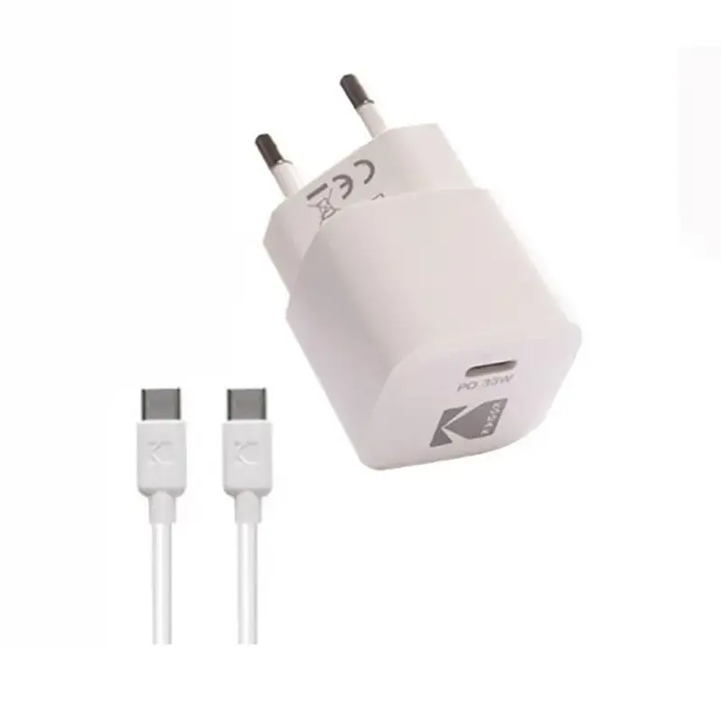 شارژر دیواری کداک 33 وات مدل Kodak WCWCS-7005 به همراه کابل USB-C به USB-C با گارانتی 6 ماهه شرکتی