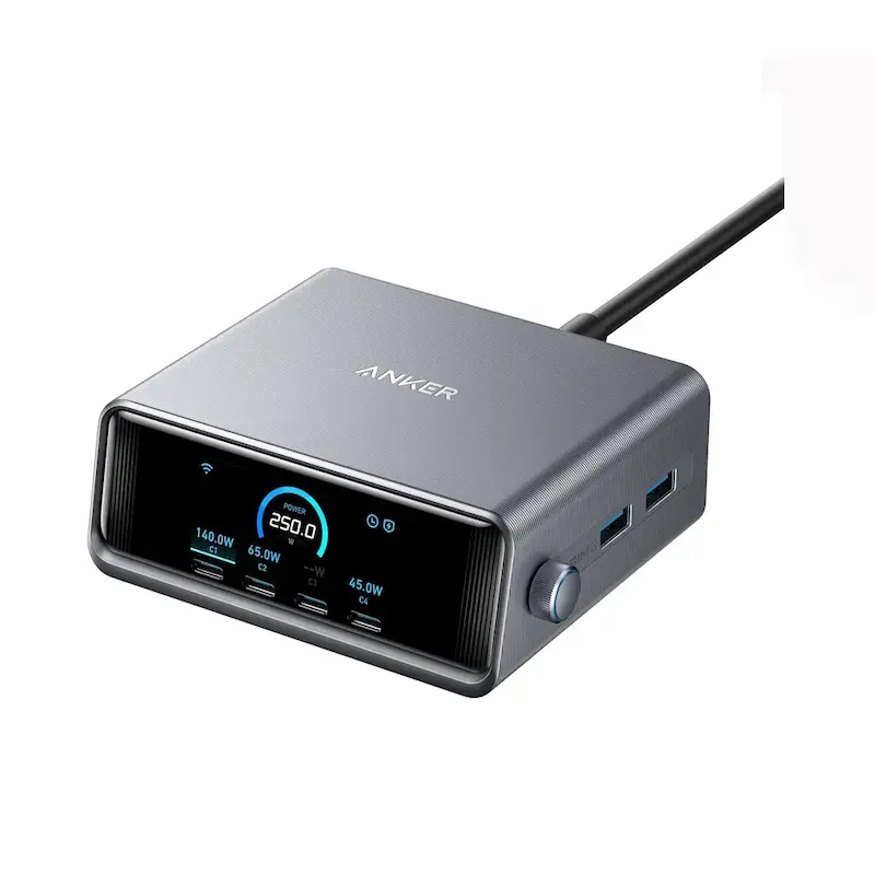 هاب شارژ ۶ پورت انکر 250 وات Anker Prime Charger GaN Charging Station A2345 با گارانتی 18 ماهه شرکتی