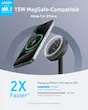 شارژر بی سیم 15 وات انکر مدل Anker MagGo Wireless Charger Stand Qi2 A25X1 به همراه کابل USB-C مدل با گارانتی 18 ماهه شرکتی