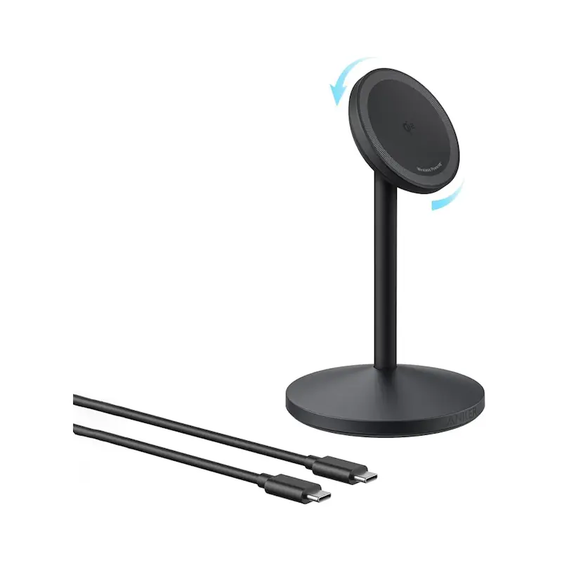 شارژر بی سیم 15 وات انکر مدل Anker MagGo Wireless Charger Stand Qi2 A25X1 به همراه کابل USB-C مدل با گارانتی 18 ماهه شرکتی