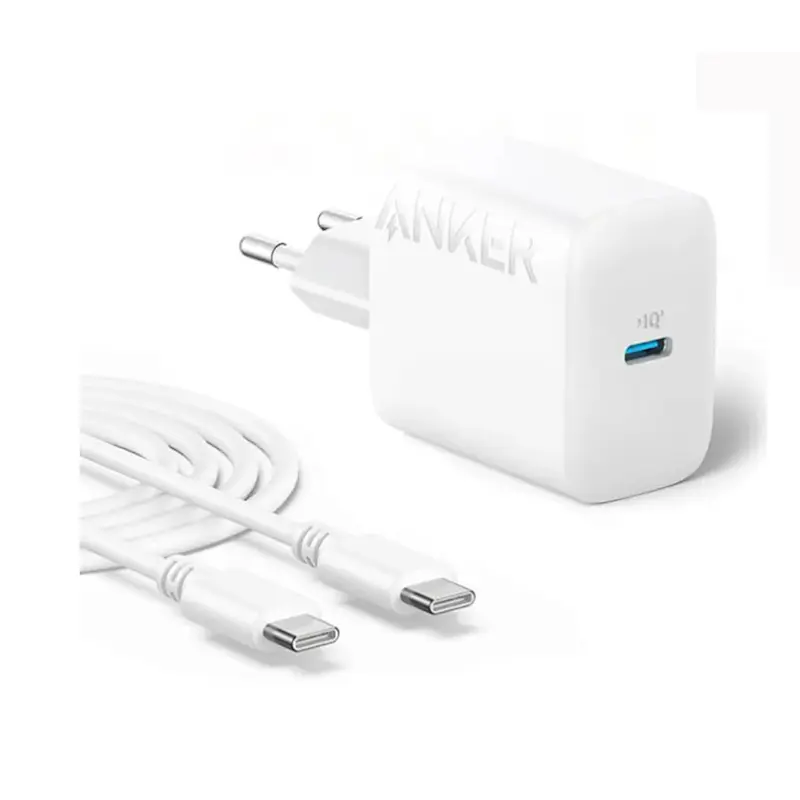 شارژر دیواری 20 وات انکر مدل Anker B2347 PowerPort به همراه کابل USB-C به USB-C با گارانتی 18 ماهه شرکتی
