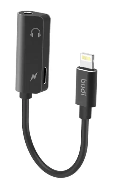 کابل تبدیل لایتنینگ به جک 3.5 میلی متری بودی مدل Budi DC137B طول 0.12 متر با قابلیت شارژ گوشی با گارانتی ۱۸ ماهه شرکتی (۶ ماه تعویض)