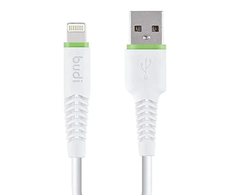 کابل فست شارژ USB به لایتنینگ بودی مدل Budi DC150L02 طول 0.2 متر با گارانتی ۱۸ ماهه شرکتی (۶ ماه تعویض)