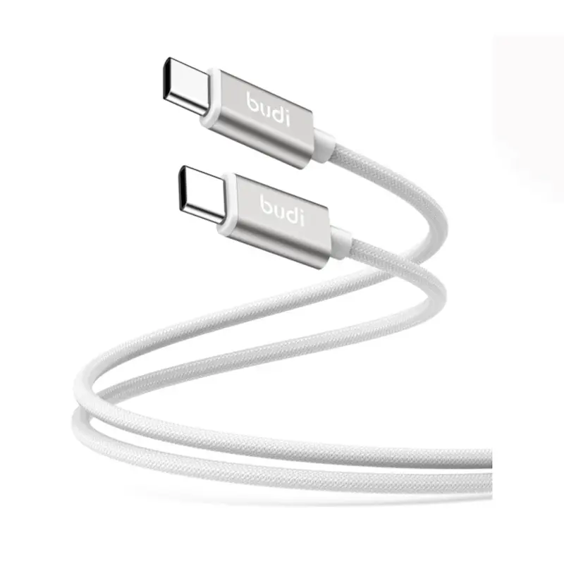 کابل شارژ کنفی ‌USB-C به ‌USB-C بودی مدل Budi DC103TT30W توان 30 وات طول 3 متر با گارانتی ۱۸ ماهه شرکتی (۶ ماه تعویض)