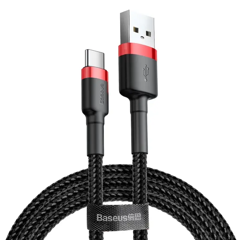 کابل تبدیل USB به USB-C باسئوس مدل Baseus Cafule Cable A-C 3A CATKLF طول 1 متر با گارانتی 24 ماهه شرکتی