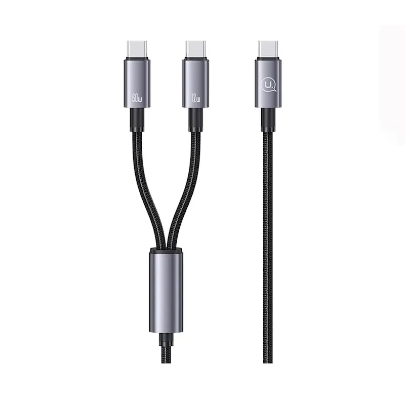 کابل شارژ دو در یک USB-C به USB-C یوسمز مدل Usams Sufeng Series SJ740 2in1 توان 72 وات طول 1.2 متر با گارانتی 24 ماهه شرکتی
