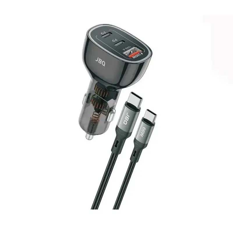 شارژر فندکی 100 وات جی بی کیو مدل JBQ Road Rider C314942 با یک خروجی USB و دو خروجی USB-C با گارانتی 12 ماهه شرکتی