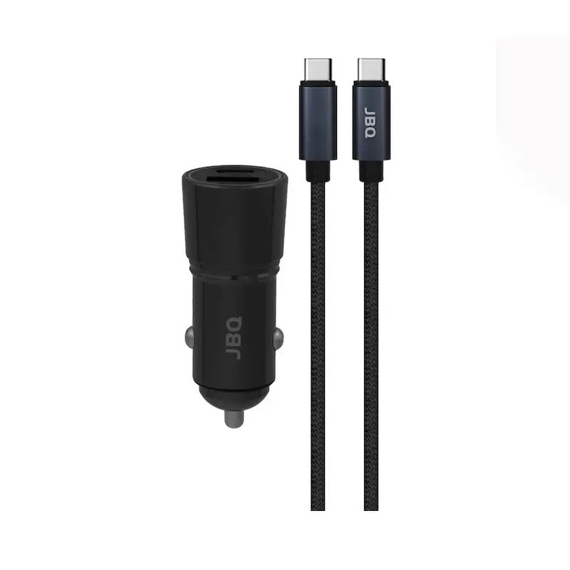 شارژر فندکی 48 وات جی بی کیو مدل JBQ C756962 با یک خروجی USB و یک خروجی USB-C به همراه کابل USB-C با گارانتی 12 ماهه شرکتی