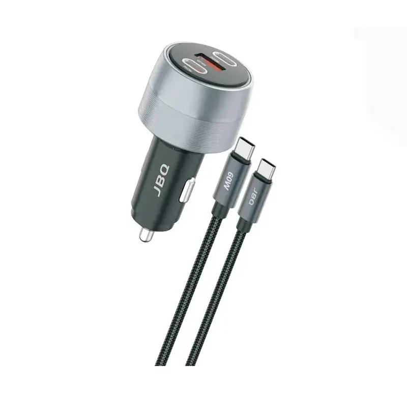 شارژر فندکی 66 وات جی بی کیو مدل JBQ Cool Flow C82339A با یک خروجی USB و دو خروجی USB-C به همراه کابل USB-C با گارانتی 12 ماهه شرکتی