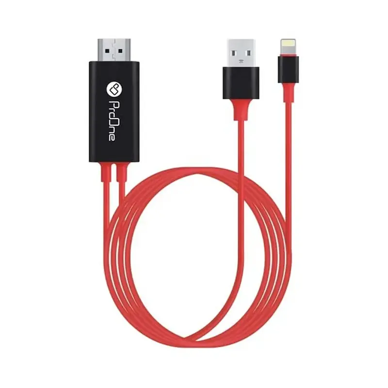 کابل تبدیل لایتنینگ به HDMI پرووان مدل ProOne PCH75 طول 1.8 متر با گارانتی 12 ماهه شرکتی