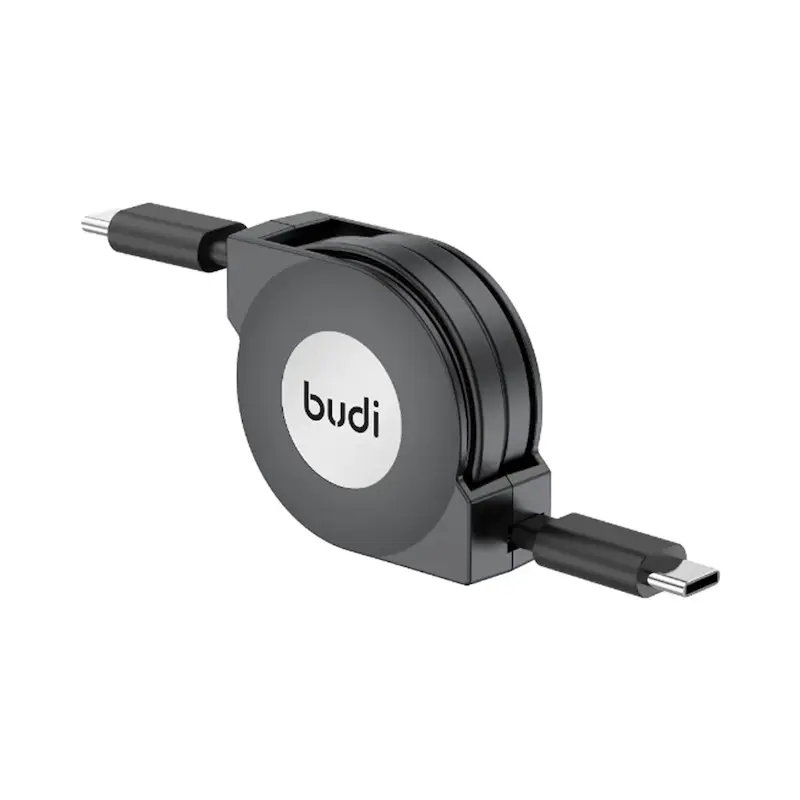 کابل شارژ جمع شونده ‌USB-C به USB-C بودی مدل Budi DC233TT10B توان 65 وات طول 1 متر با گارانتی ۱۸ ماهه شرکتی (۶ ماه تعویض)