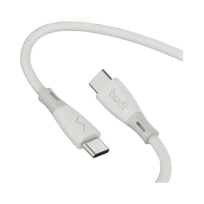کابل شارژ سیلیکونی ‌USB-C به ‌USB-C بودی مدل Budi DC202TT12W توان 65 وات طول 1.2 متر با گارانتی ۱۸ ماهه شرکتی (۶ ماه تعویض)