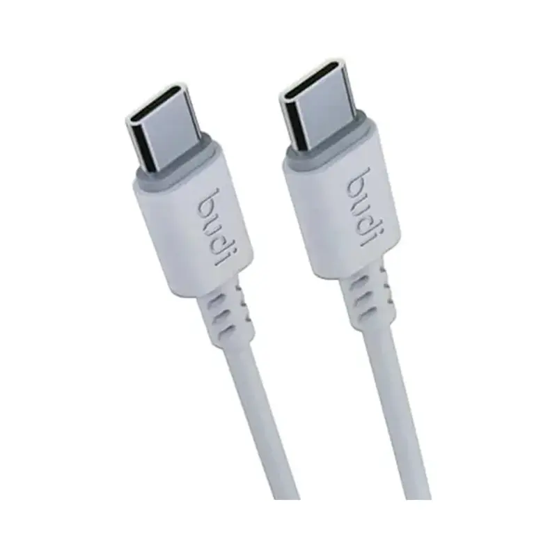 کابل شارژ USB-C به ‌USB-C بودی مدل Budi DC011TT10W جریان 2.4 آمپر طول 1 متر با گارانتی ۱۸ ماهه شرکتی (۶ ماه تعویض)