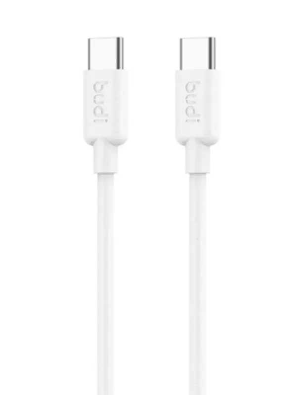 کابل شارژ USB-C به ‌USB-C بودی مدل Budi DC230DTT12W توان 65 وات طول 1.2 متر با گارانتی ۱۸ ماهه شرکتی (۶ ماه تعویض)