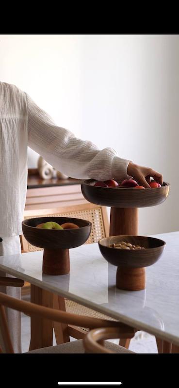 کاسه پایه دار قطر 30 دورنگ