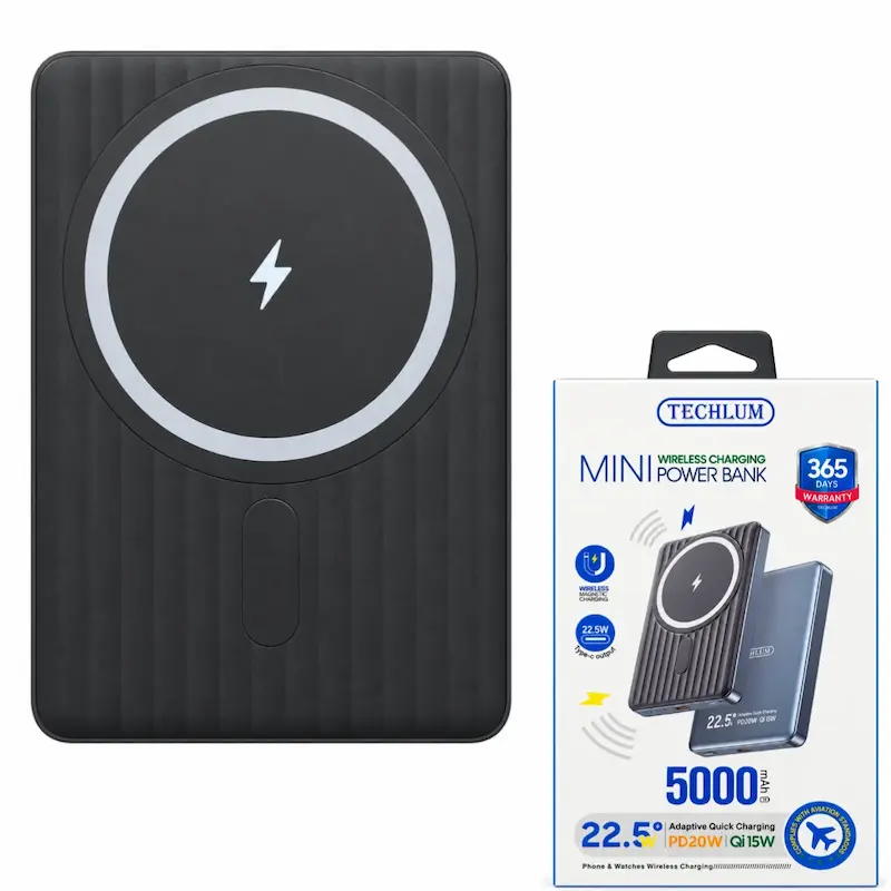 پاوربانک بی‌سیم مگسیف 5000 میلی آمپر تکلوم مدل T8-MP23